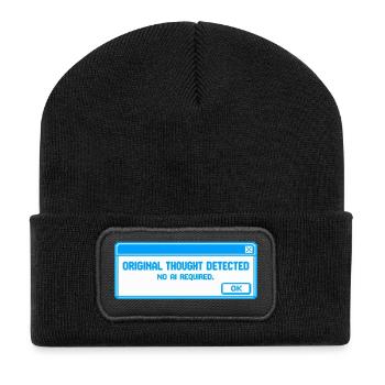 Ursprünglicher Gedanke erkannt – Anti-KI-Schlam - Recycelte Patch Beanie - Schwarz - Vorne