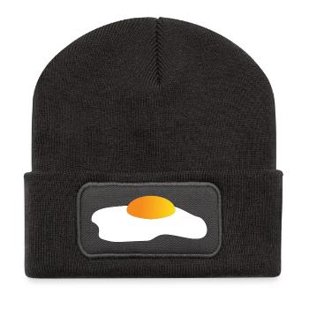 Spiegelei Minimal-Icon Gelborange - Recycelte Patch Beanie - Dunkelgrau - Vorne