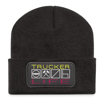 Vie de camionneur,Chauffeur professionnel,Chauffeur, - Beanie recyclé à patch - charbon - Devant