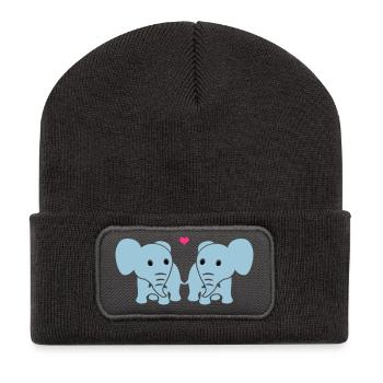 Verliebte Elefanten - Recycelte Patch Beanie - Dunkelgrau - Vorne