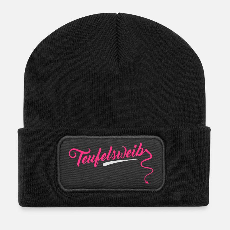 Teufelsweib - Recycelte Patch Beanie - Schwarz