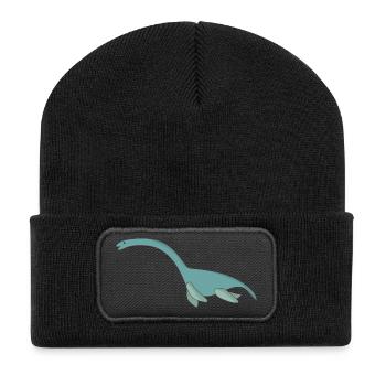Lustig Comic Nessie Monster Geschenk Dinosaurier - Recycelte Patch Beanie - Schwarz - Vorne