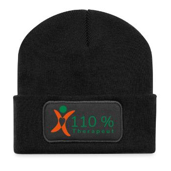110 % Therapeut - Recycelte Patch Beanie - Schwarz - Vorne