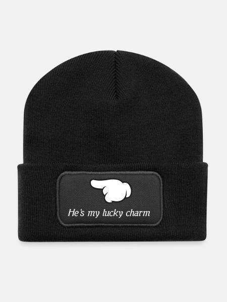 il est mon porte-bonheur - Beanie recyclé à patch - noir