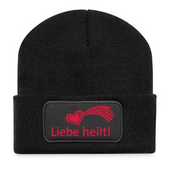 Étoiles coeur tomber, énonciations Love Quotes - Beanie recyclé à patch - noir - Devant