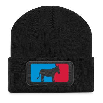 bouton sport logo cool âne cheval poney petit paquet - Beanie recyclé à patch - noir - Devant