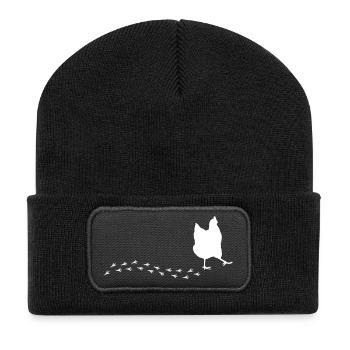 Witziges Huhn - Recycelte Patch Beanie - Schwarz - Vorne