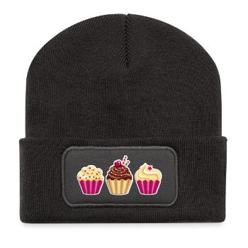 Cupcake - Muffin - Donut - Ice cream - chocolate - - Recycled Patch Beanie - dark grey - Front