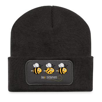 Be different - be yourself - Biene - Bee - 3C - Recycelte Patch Beanie - Dunkelgrau - Vorne