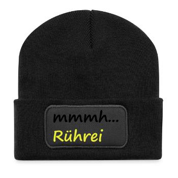 mmmh Rührei - Recycelte Patch Beanie - Schwarz - Vorne