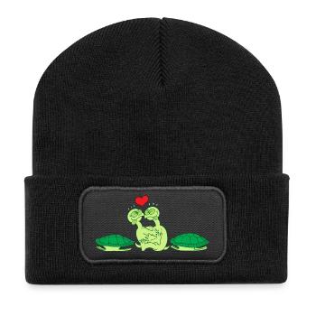 Naked Turtles Making Love - Beanie recyclé à patch - noir - Devant