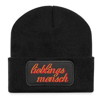 lieblingsmensch_2 - Recycelte Patch Beanie - Schwarz - Vorne