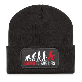 Feuerwehr Leben Retten Geschenk - Recycelte Patch Beanie - Dunkelgrau - Vorne