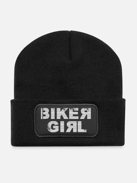Biker Girl 1 - Recycelte Patch Beanie - Schwarz
