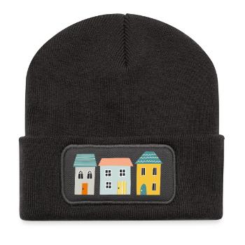 Häuser - Recycelte Patch Beanie - Dunkelgrau - Vorne