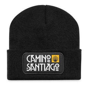 Camino de Santiago | Jakobsweg | Art Deco Typo - Recycelte Patch Beanie - Schwarz - Vorne