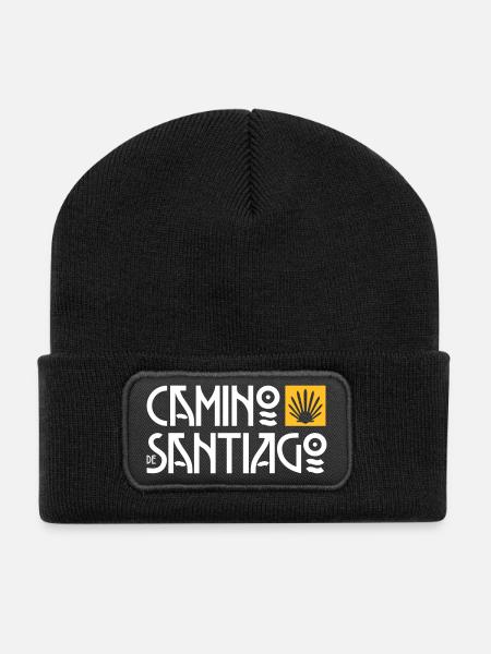 Camino de Santiago | Way of St. James | Art Deco Typo - Recycled Patch Beanie - black