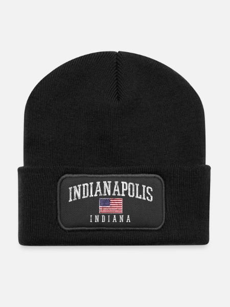 Indianapolis Americana Flag Vintage - Recycelte Patch Beanie - Schwarz