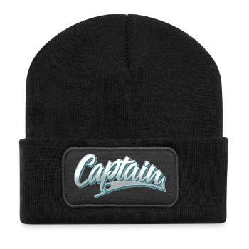 Captain Boat Motorboat Sailing Sailor - Recycled Patch Beanie - black - Front