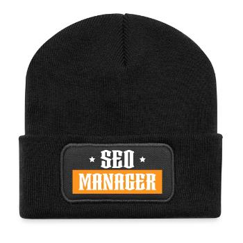 SEO Manager orange tshirt schwarz - Recycelte Patch Beanie - Schwarz - Vorne