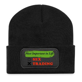 Most Wichtig im Leben Sex Trading - Recycelte Patch Beanie - Schwarz - Vorne