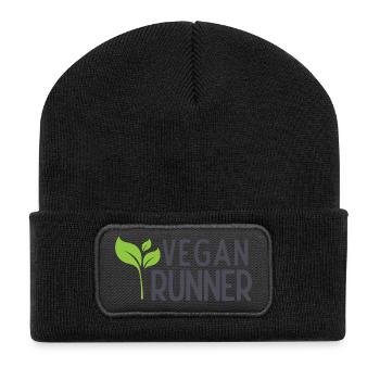 Coureur végétalien - Beanie recyclé à patch - noir - Devant