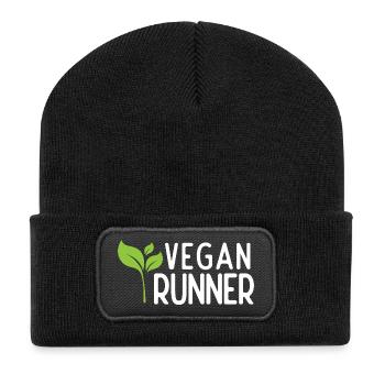 Coureur végétalien - Beanie recyclé à patch - noir - Devant