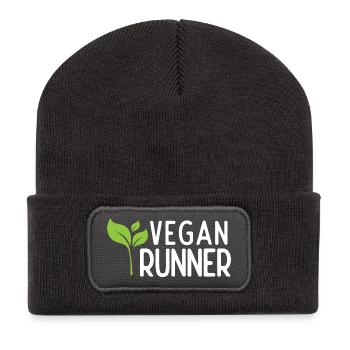 Coureur végétalien - Beanie recyclé à patch - charbon - Devant