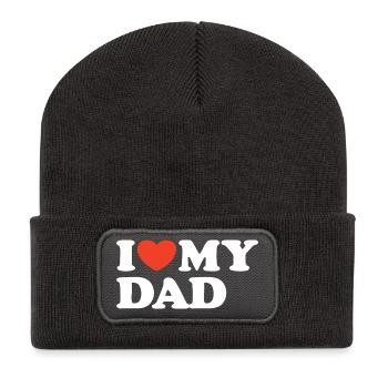 I love my Dad Herz Shirt - Recycelte Patch Beanie - Dunkelgrau - Vorne