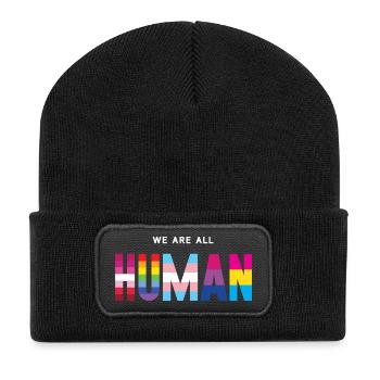 Mois de la fierté LGBT - Nous sommes tous humains - Beanie recyclé à patch - noir - Devant