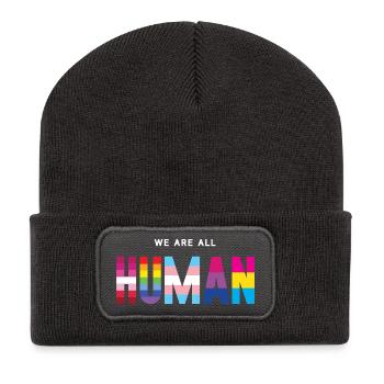 Mois de la fierté LGBT - Nous sommes tous humains - Beanie recyclé à patch - charbon - Devant
