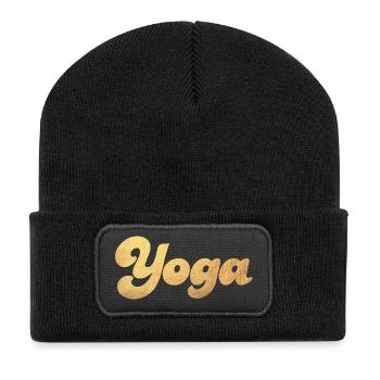 Yoga Gold Schnoerkel Meditation Fan Yogi Hobby - Recycelte Patch Beanie - Schwarz - Vorne