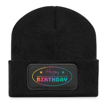 Tshirt joyeux anniversaire ovale bunt - Beanie recyclé à patch - noir - Devant