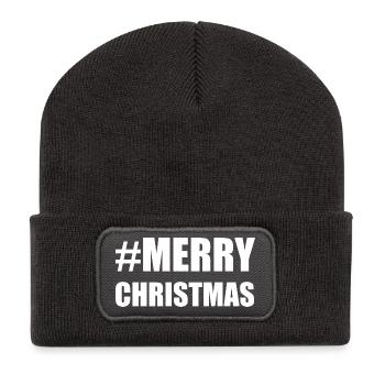 CHRISTMAS. HAPPY NEW YEAR. SAINT SYLVESTER. NEW YEAR. - Recycled Patch Beanie - dark grey - Front