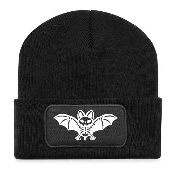 Skelettfledermaus - Recycelte Patch Beanie - Schwarz - Vorne