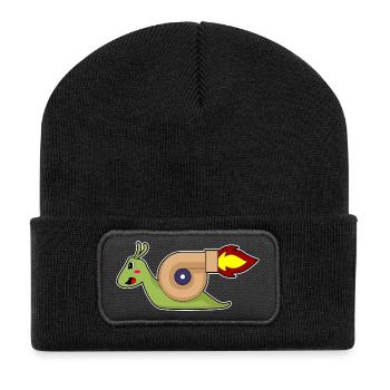 Schnecke Jogger Joggen Sport - Recycelte Patch Beanie - Schwarz - Vorne