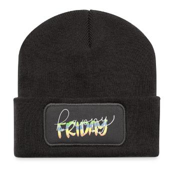 Happy Friday Lettrage Enfin Week-end Temps libre - Beanie recyclé à patch - charbon - Devant