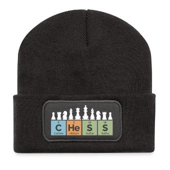 retro Schach Periodensystem coole Sprüche vintage - Recycelte Patch Beanie - Dunkelgrau - Vorne