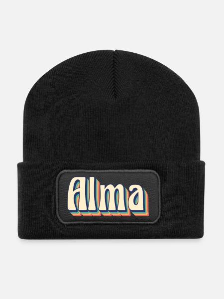 Alma T-Shirt Retro Vintage T-Shirt Geschenkidee - Recycelte Patch Beanie - Schwarz