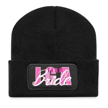 Conception de logo de coeur de mariée d’équipe - Beanie recyclé à patch - noir - Devant