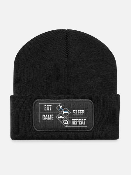 PC Gaming - Eat Sleep Game Repeat - Recycled Patch Beanie - black