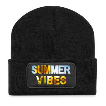 Summer Vibes Sunflower - Recycelte Patch Beanie - Schwarz - Vorne