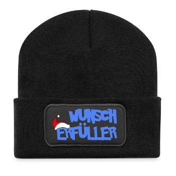 WUNSCHERFÜLLER - Recycelte Patch Beanie - Schwarz - Vorne