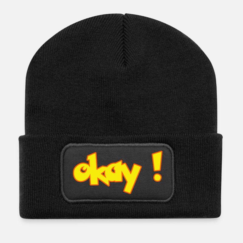 OKAY - Recycelte Patch Beanie - Schwarz