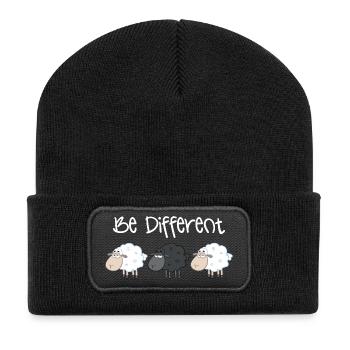 Schwarzes Schaf Be Different Geschenk Weihnachten - Recycelte Patch Beanie - Schwarz - Vorne