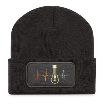 Ukulele Heartbeat Retro - Recycled Patch Beanie - dark grey - Front