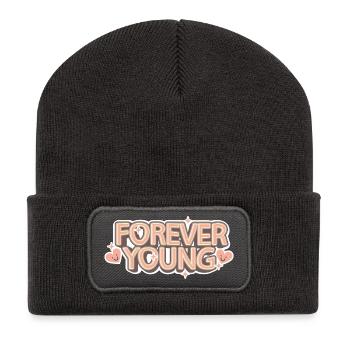 Forever Young – Playful Retro Font - Recycled Patch Beanie - dark grey - Front