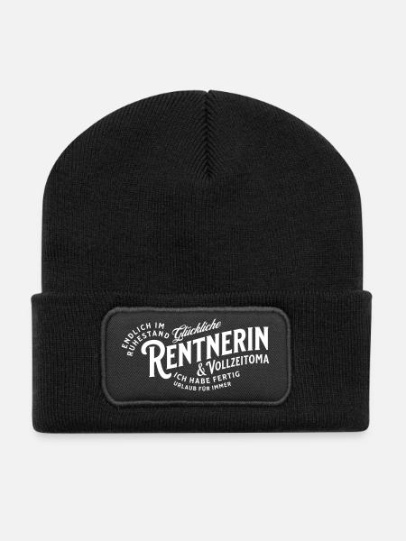 Glückliche Rentnerin & Vollzeitoma - Recycelte Patch Beanie - Schwarz