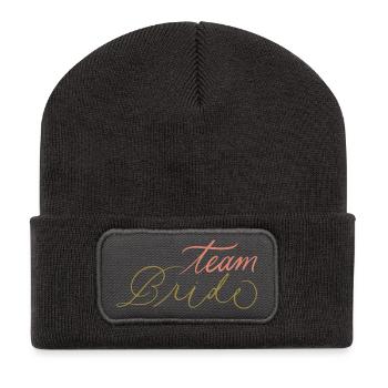 Junggesellenabschied Braut Dusche Team Braut Zu Werden - Recycelte Patch Beanie - Dunkelgrau - Vorne