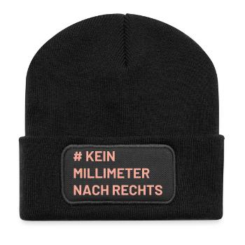 Antifa Mindset kein Millimeter nach rechts - Recycelte Patch Beanie - Schwarz - Vorne